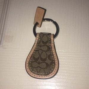 Coach Canvas Signature & Leather Key Fob